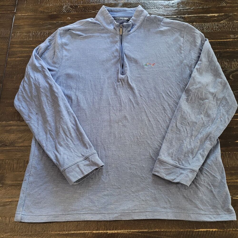 Greg Norman 1/4 Zip Sweatshirt Mens Large Blue Performance Pullover Golf